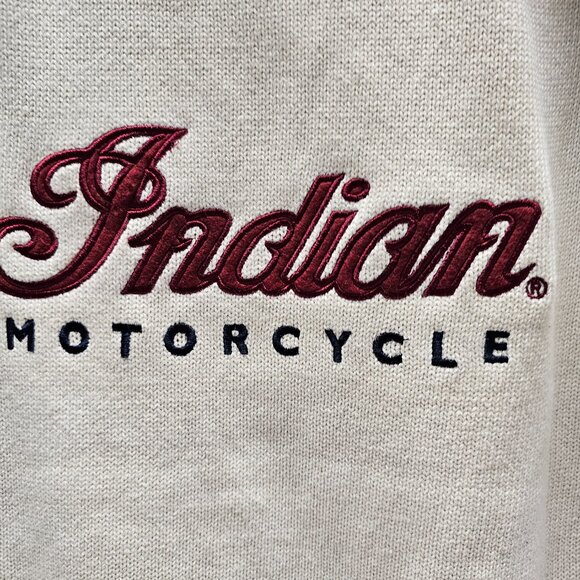 Indian Motorcycle Womens Logo Zip Up Hooded White Blue Sweater Jacket L Large - Picture 11 of 16